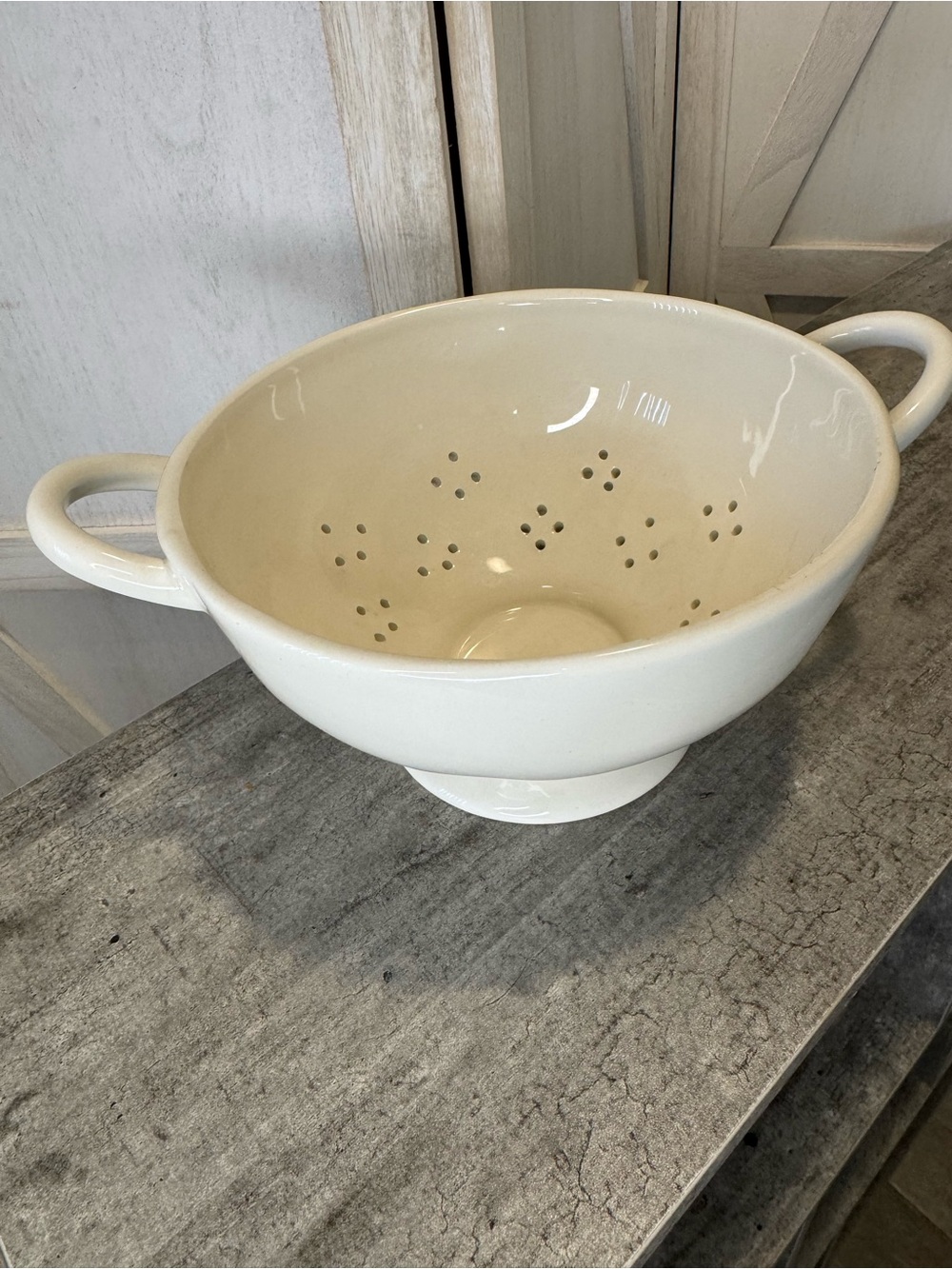 Rae Dunn Cream Ceramic Colander with Handles